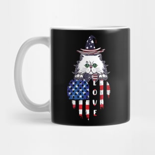 Cat Loves America/ Fourth of July Mug